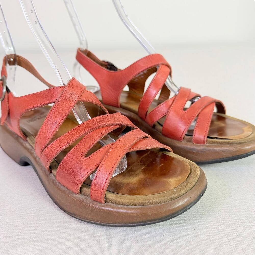 Dansko Lolita Strappy Red Leather Slingback Platform Wedge Sandals Women's 41